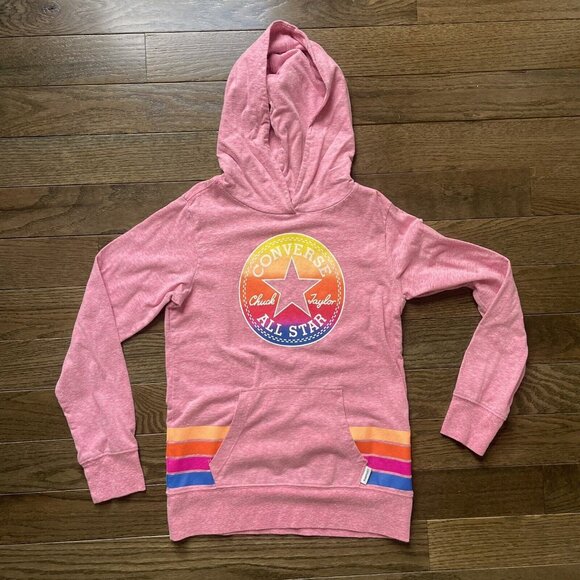 Converse Pullover Girl Sz Medium Pink All‎ Star Chuck Taylor Graphic Hoodie - Picture 2 of 7
